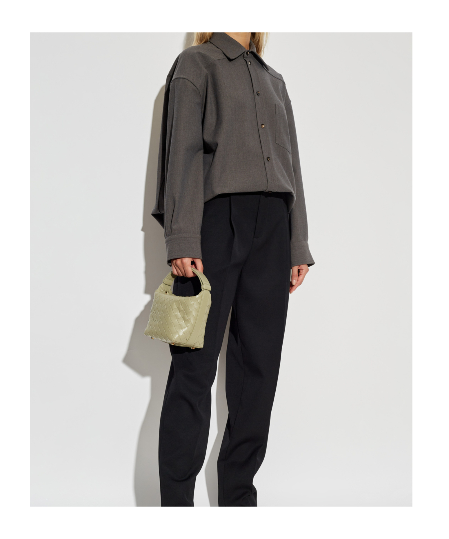 Bottega Veneta Wool-blend Buttoned Shirt In Black