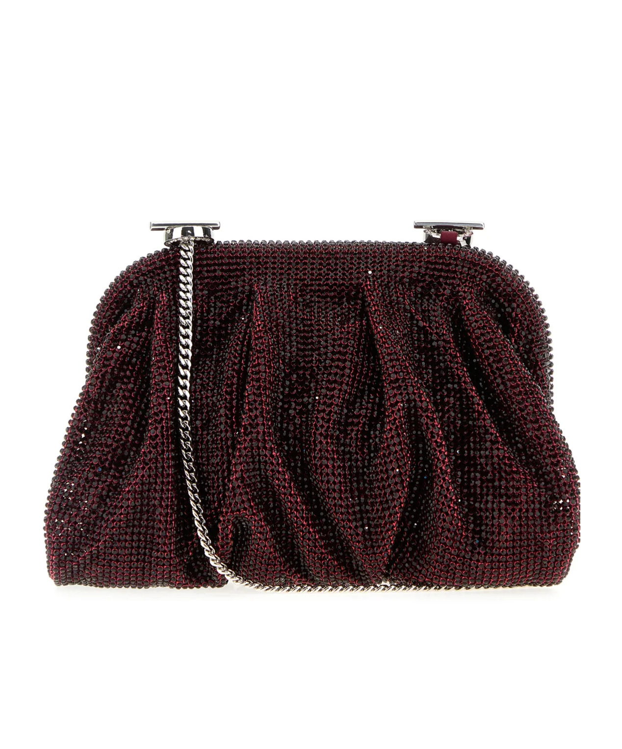 Benedetta Bruzziches Embellished Fabric Small Venus Clutch In Red