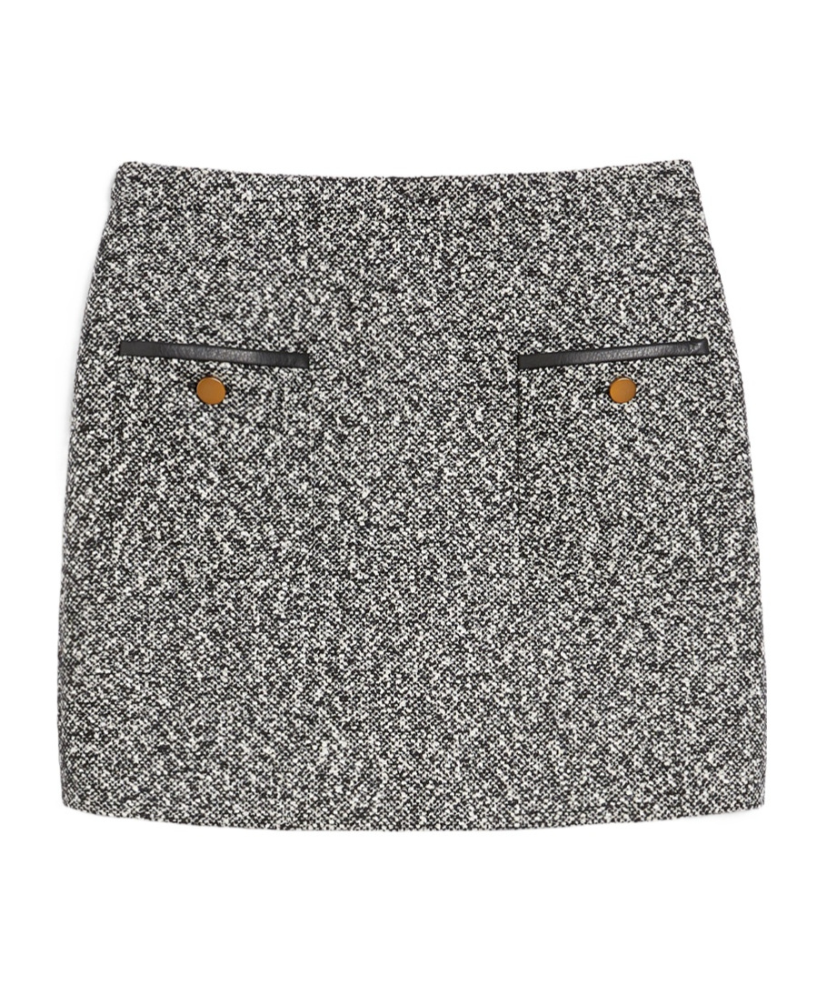 Max Mara Wool Tweed Miniskirt In Gray