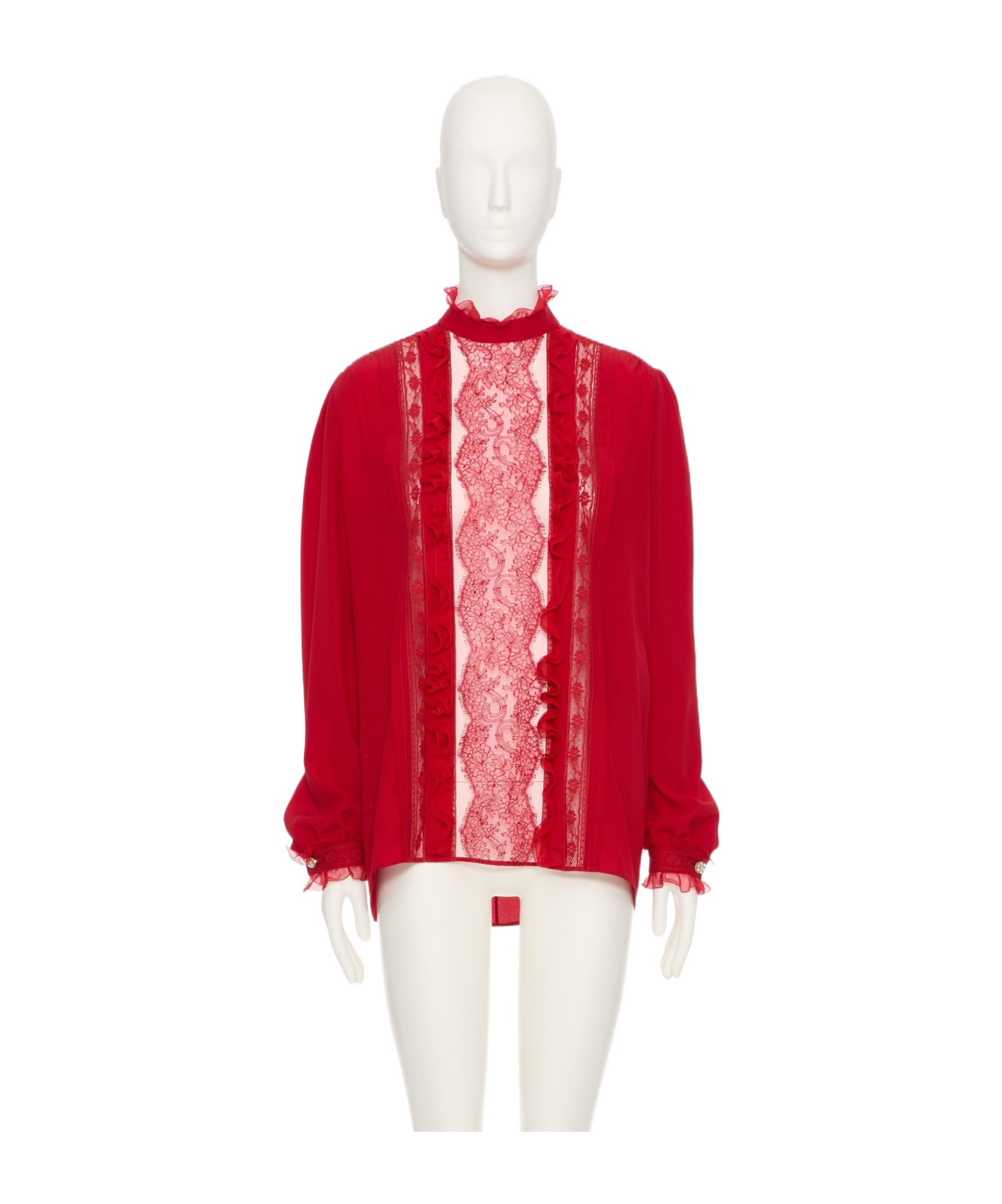 Shop Valentino Crepe De Chine Top In Red