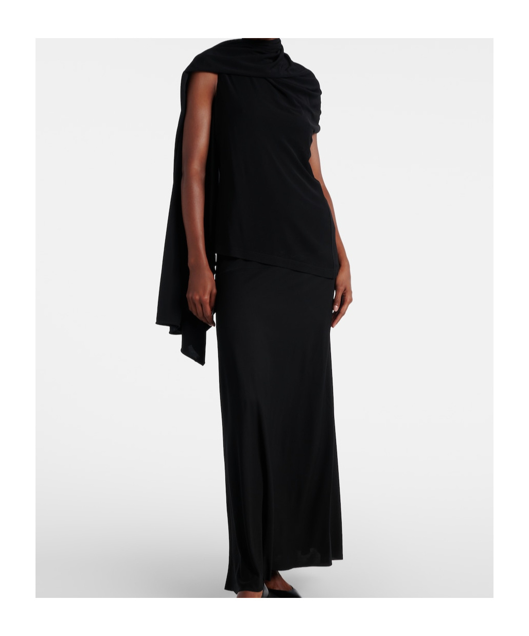 The Row Isadra Draped Crepe-jersey Top In Black