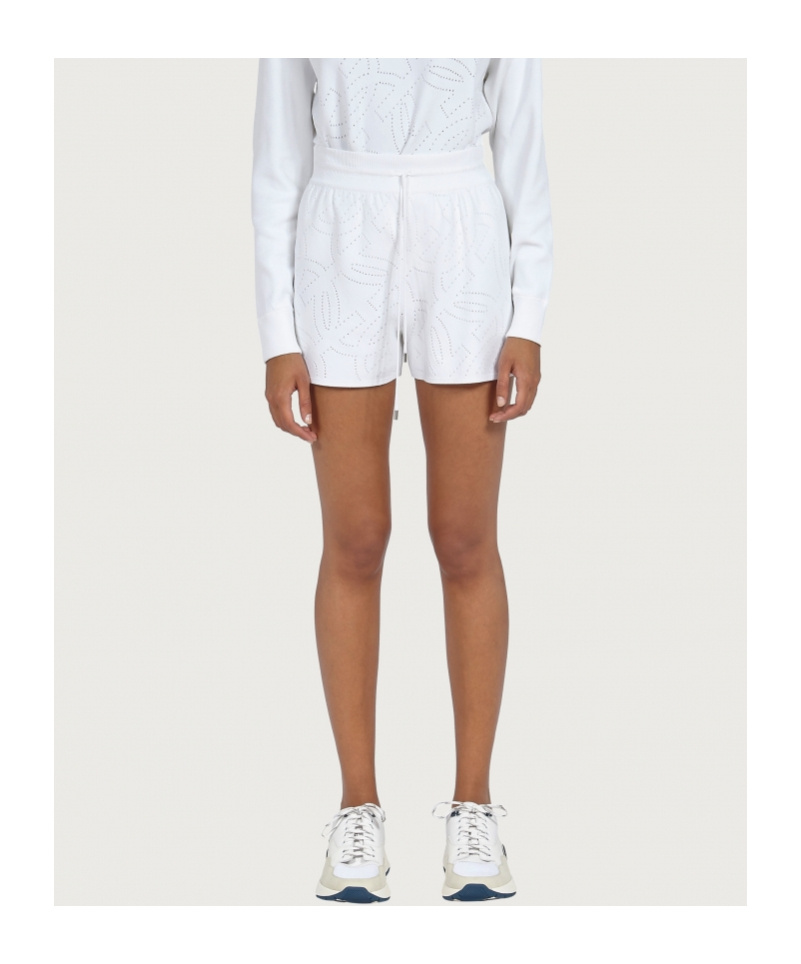 Ferragamo Gancini Pattern Drawstring Shorts In White