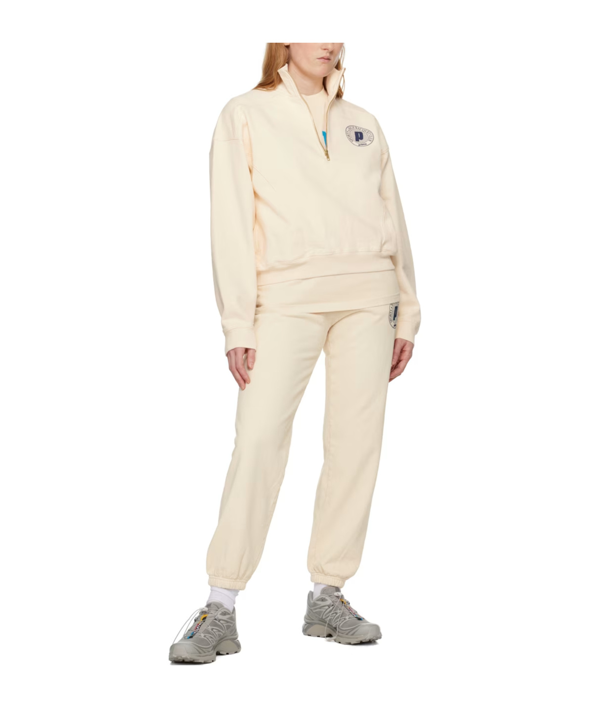 SPORTY AND RICH NET LOGO-PRINT COTTON SWEATSHIRT 