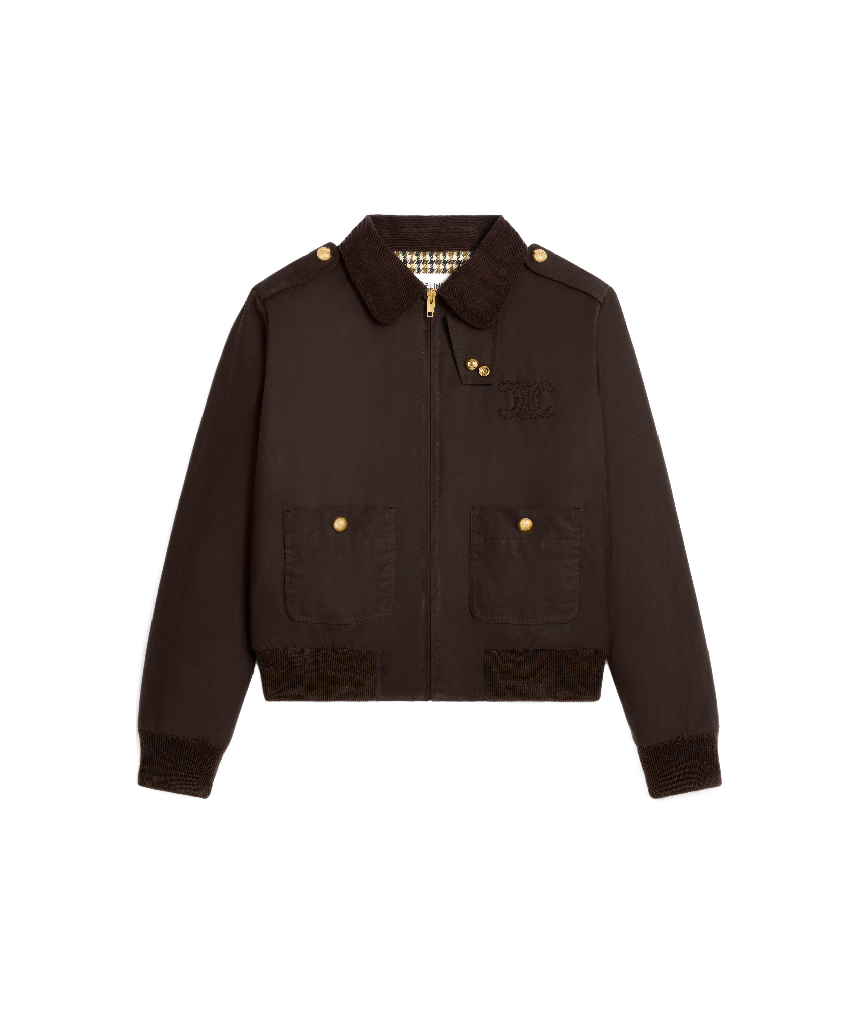 CELINE TRIOMPHE BLOUSON JACKET IN WAXED COTTON LINEN