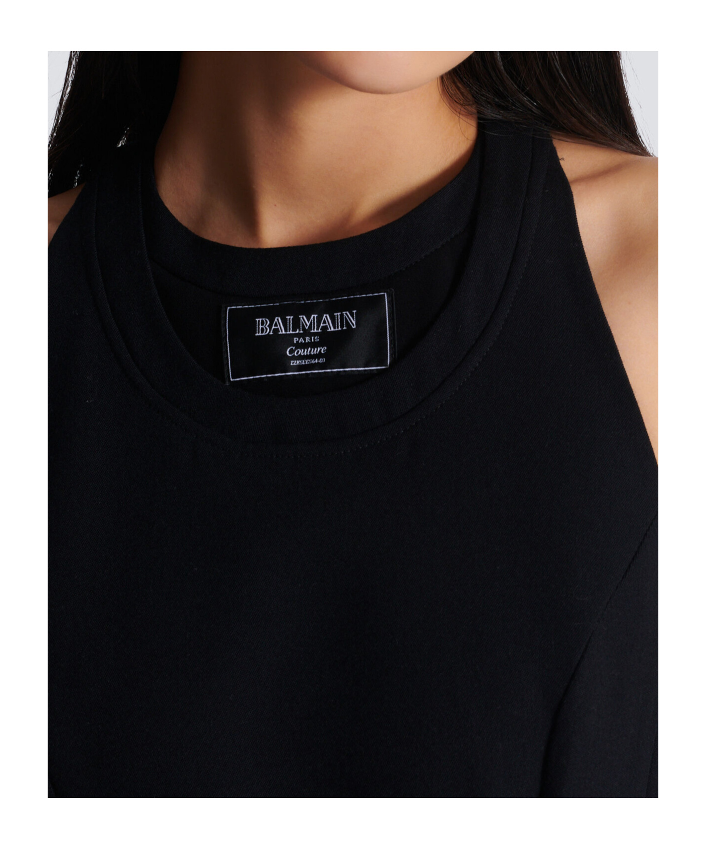 Balmain Flared Pleated Grain De Poudre Dress In Black