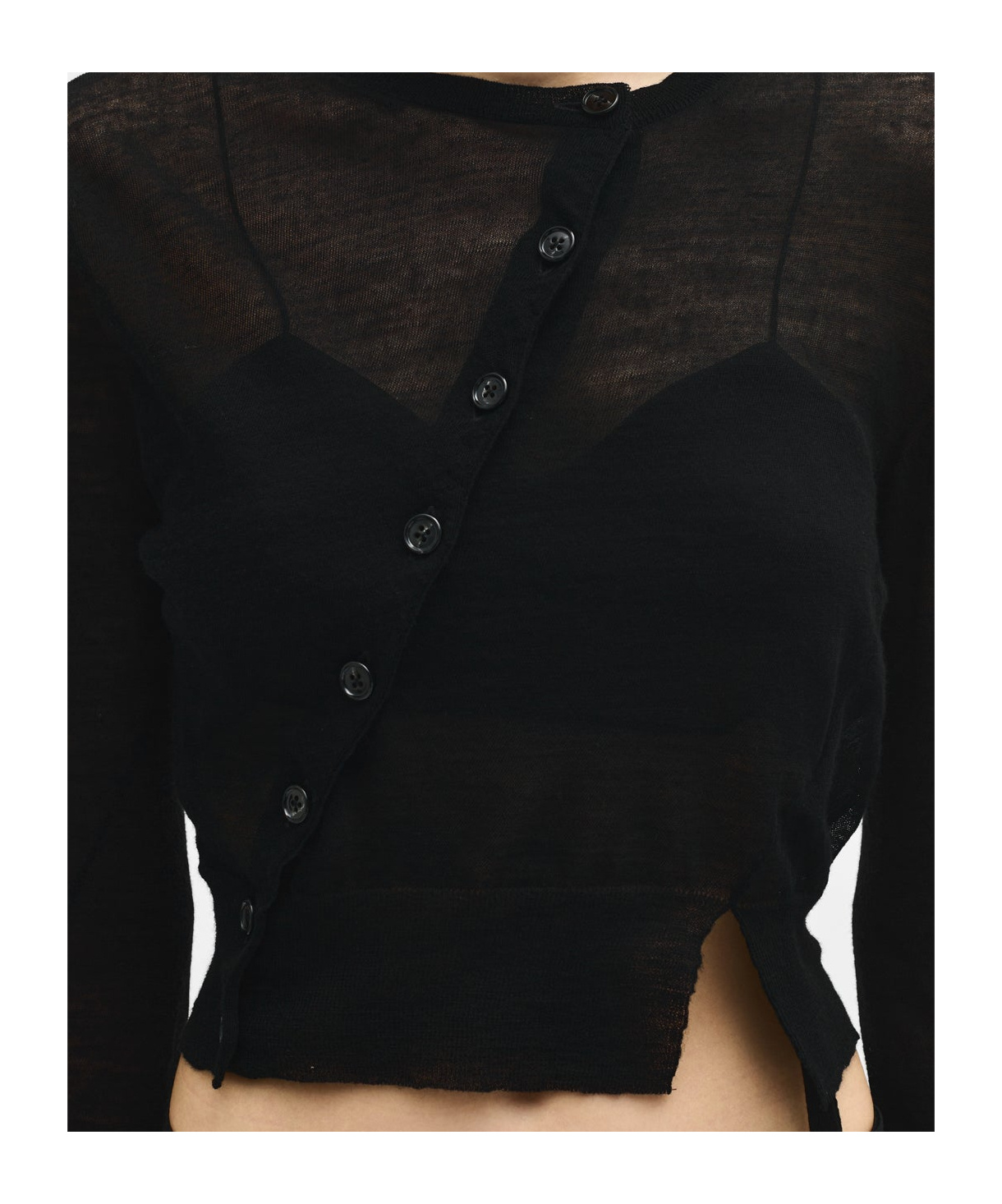 Ann Demeulemeester Magga Cropped Twisted Cardigan In Black