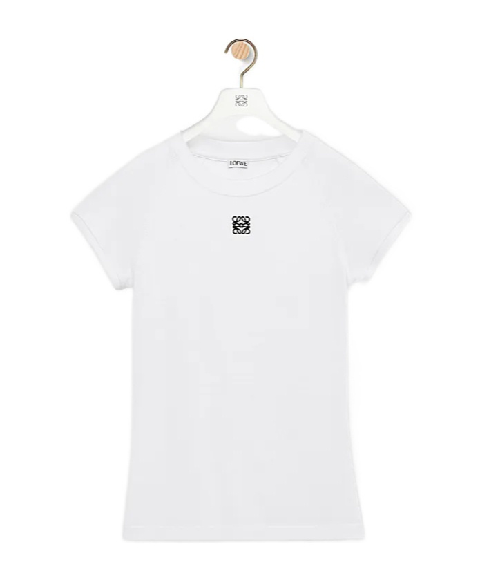 Loewe White Cotton-blend T-shirt With Anagram Logo Women In White
