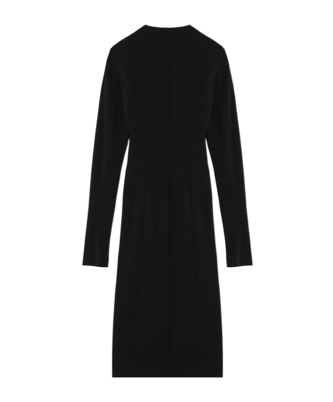 Attico Polyester Dress With Long Sleeves And Fitted Silhouette In Black