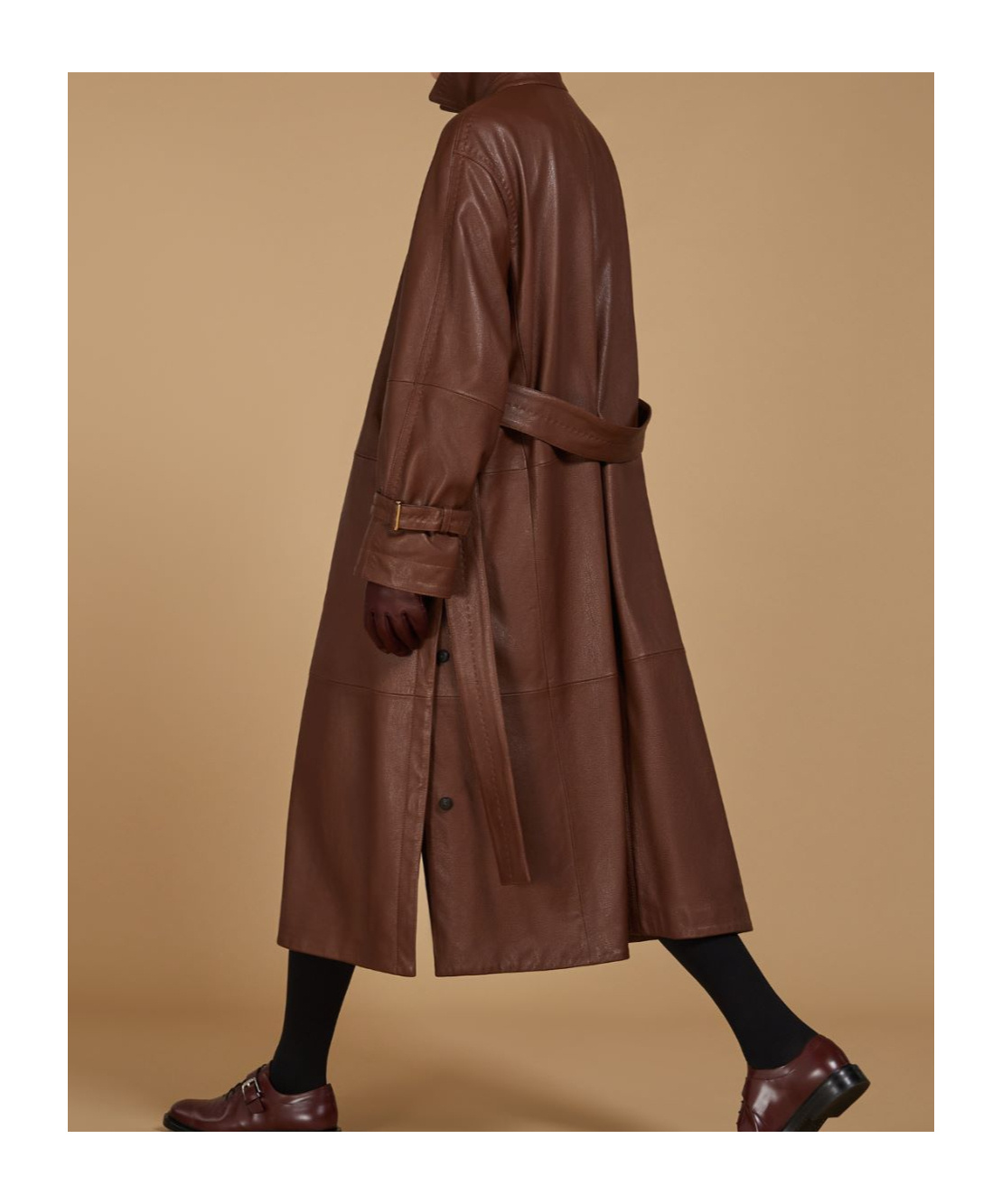 Max Mara Extra-large A-word Napa Leather Windbreaker In Tobacco Color