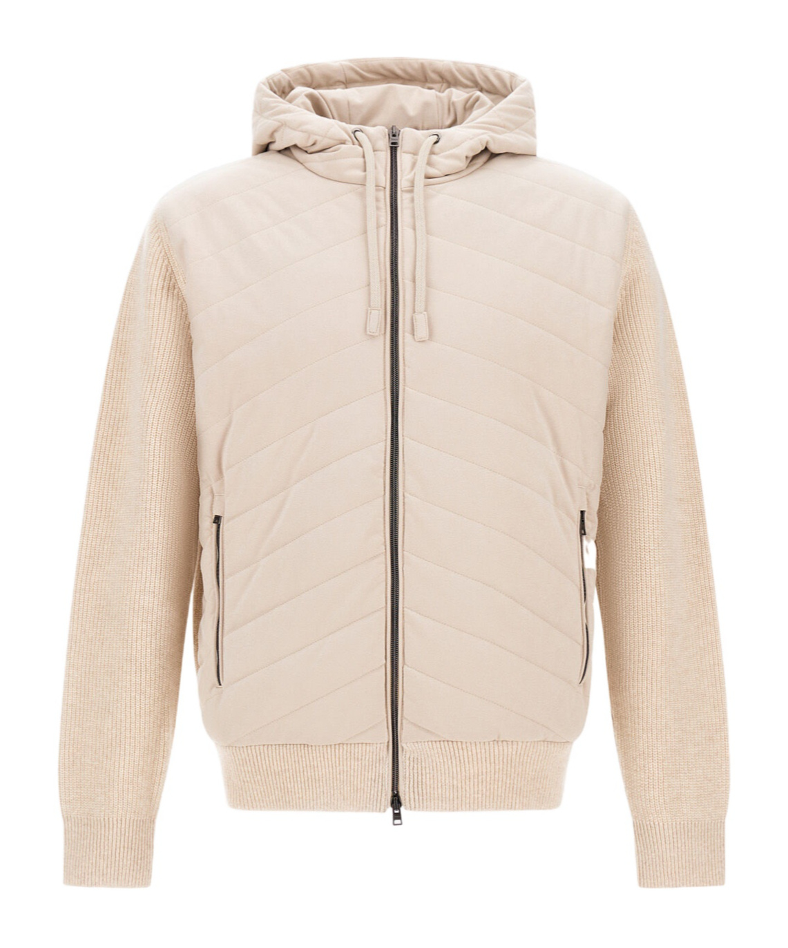 Herno Zipper Long Sleeve Down Jacket In Neutral