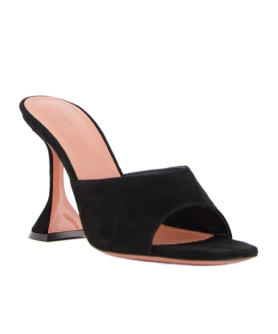 Amina Muaddi Lupita Suede Pedestal Mule Sandals In Black