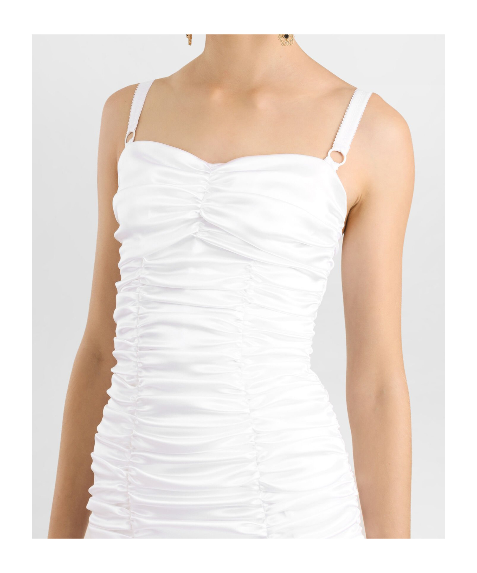 Dolce & Gabbana Knee Length Dress Adjustable Straps In White