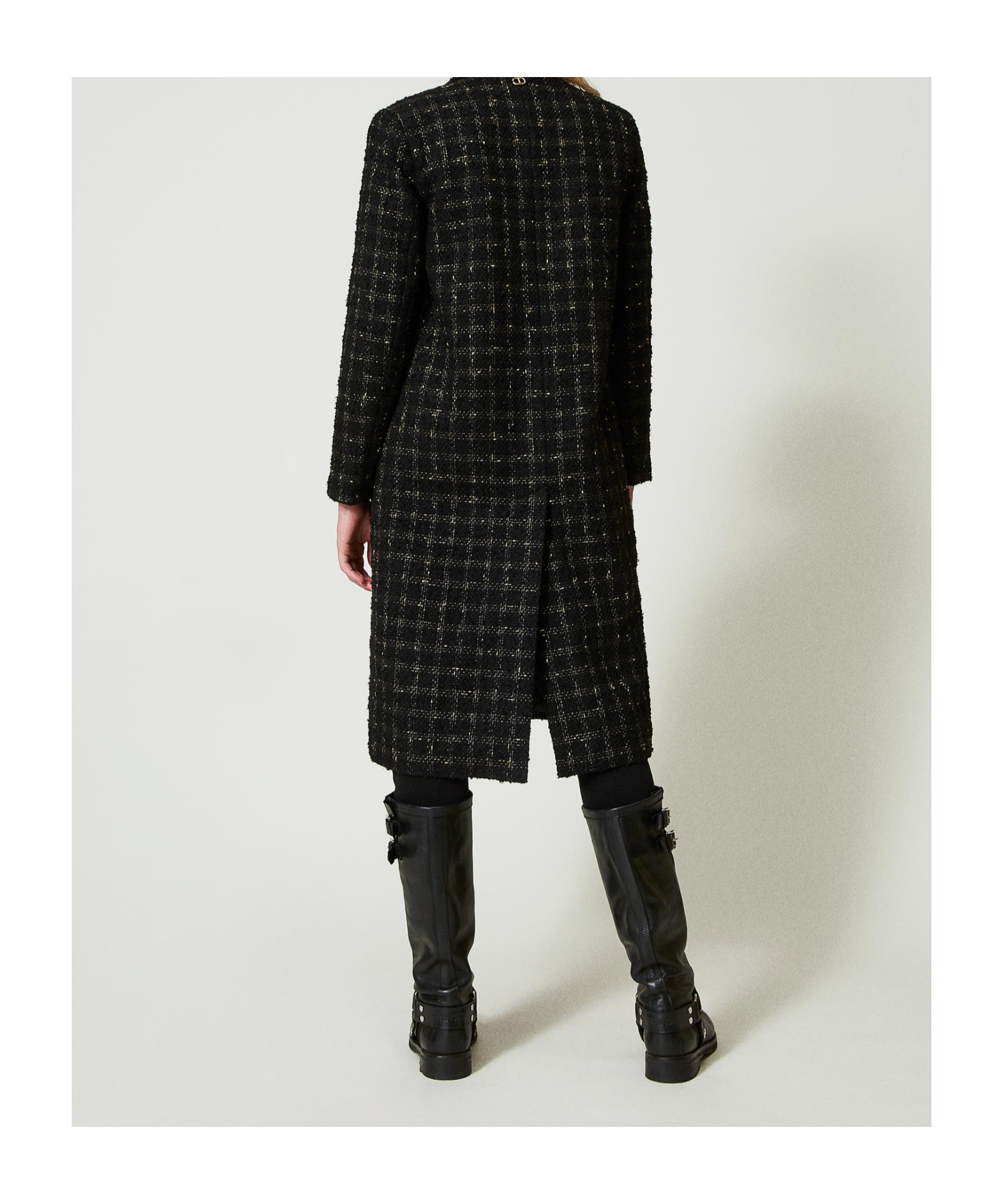 TWINSET CHECK PATTERN BOUCLÉ COAT 