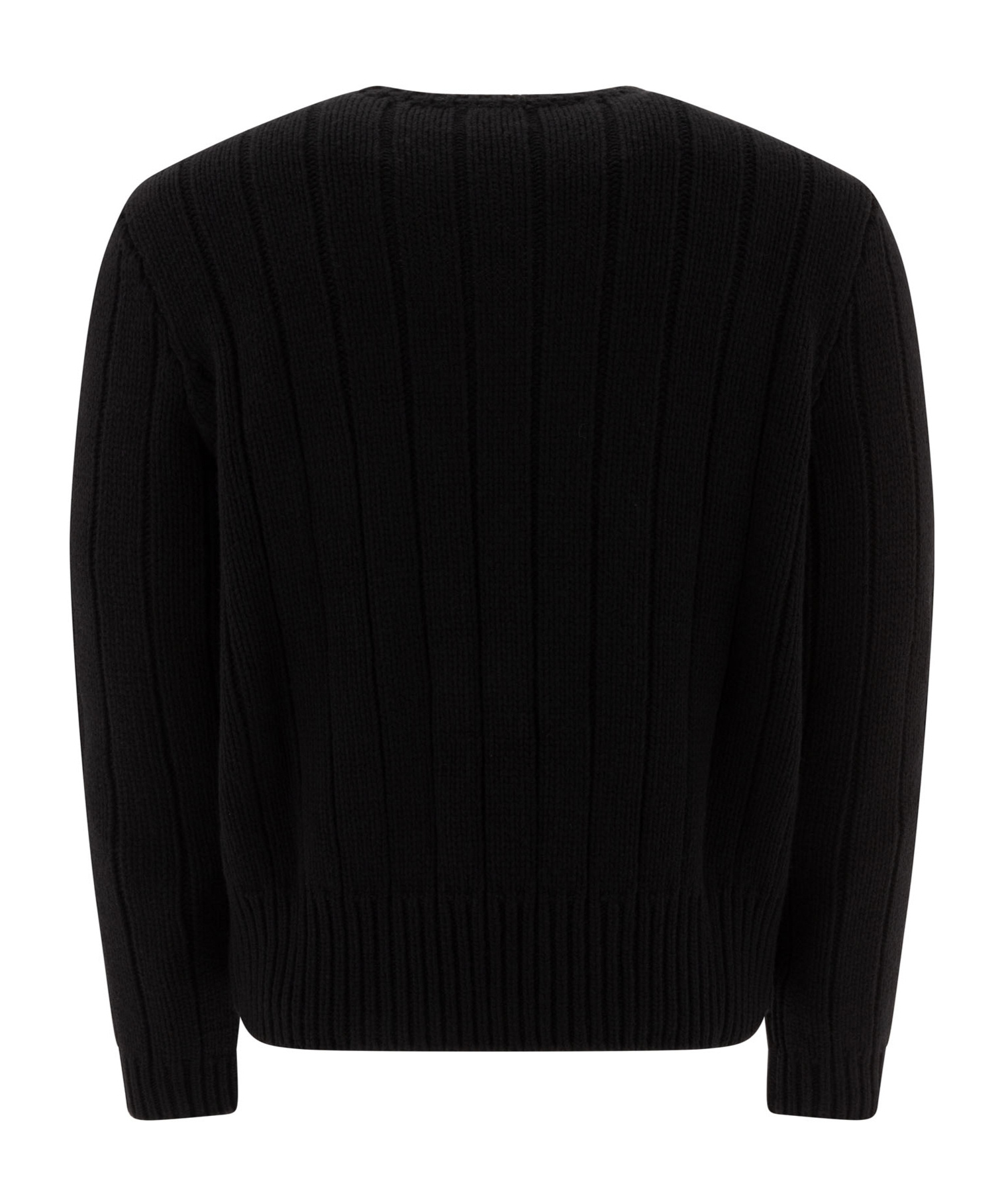 Valentino Open-knit Sweater In Virgin Wool In Black