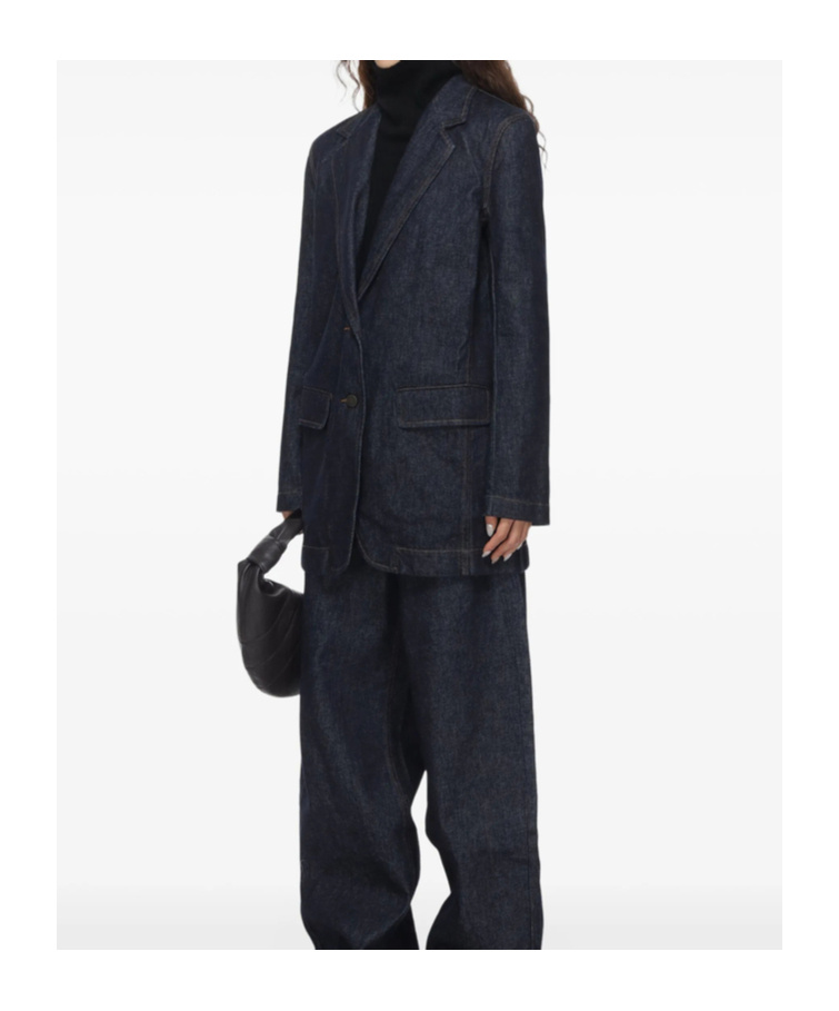 Uma Wang Button-fastening Denim Blazer In Gray