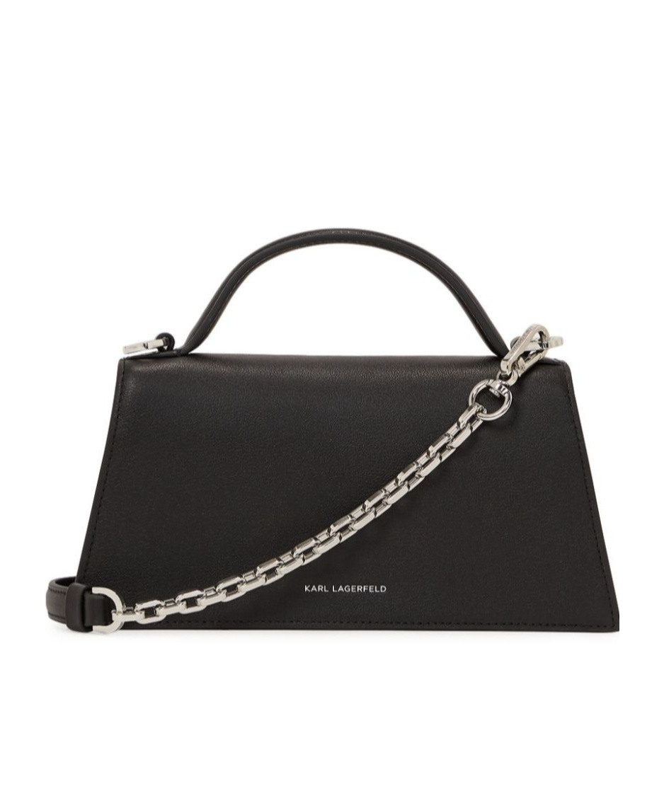 Karl Lagerfeld Signature Slim Leather Tote Bag In Black