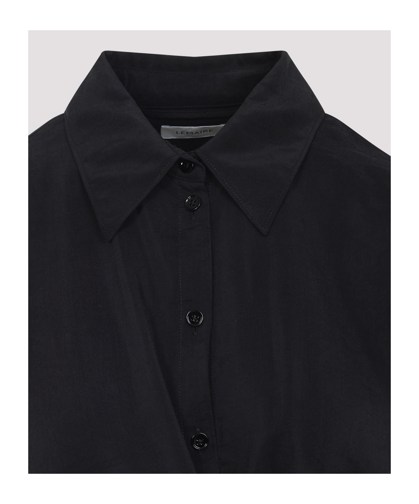 Lemaire Black Straight Collar Twisted Shirt In Black