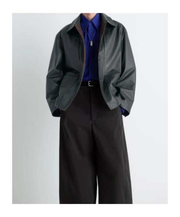 Lemaire Buttoned Leather Jacket In Gray