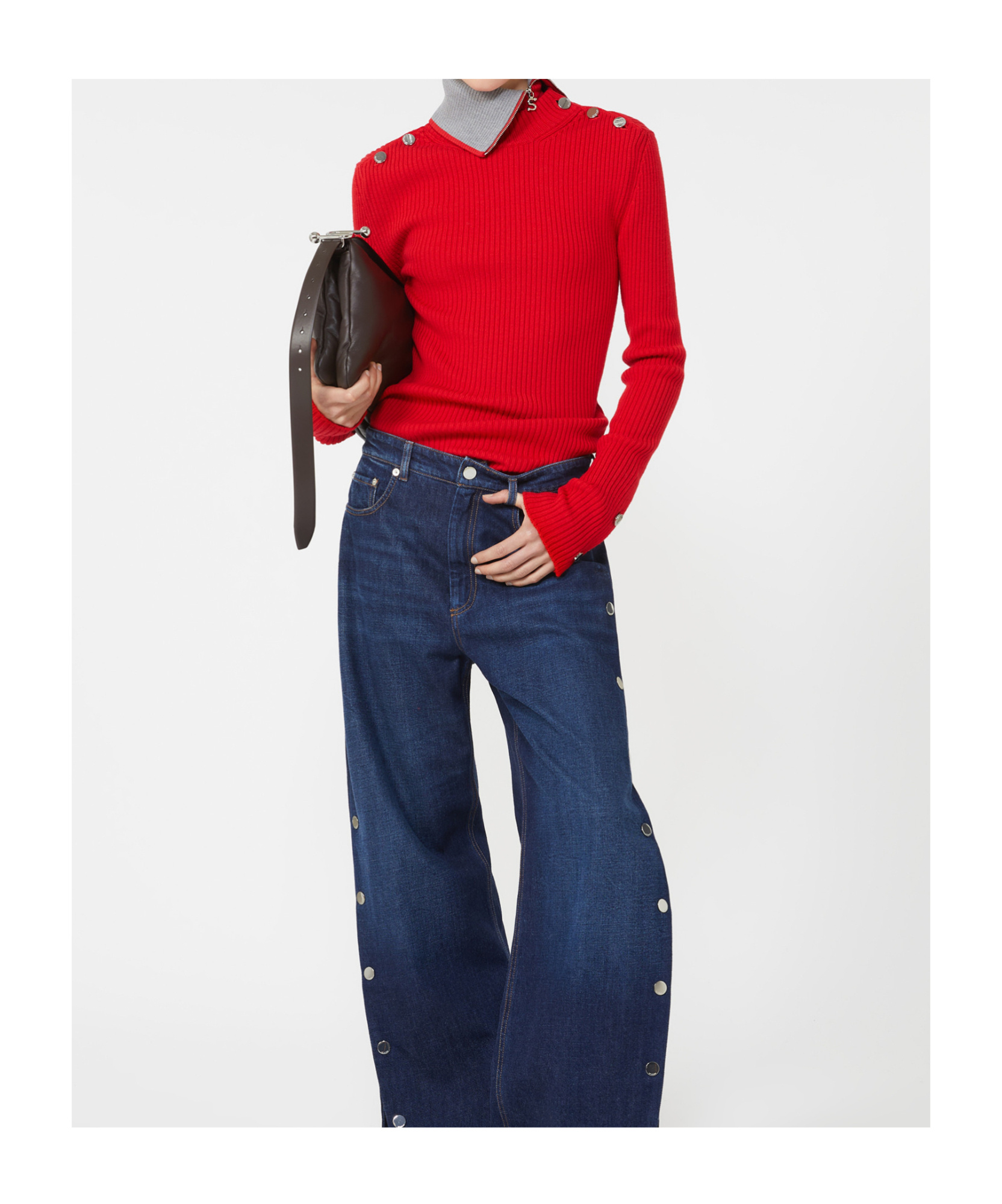 Sportmax Button-down Slim-fit Sweater In Red