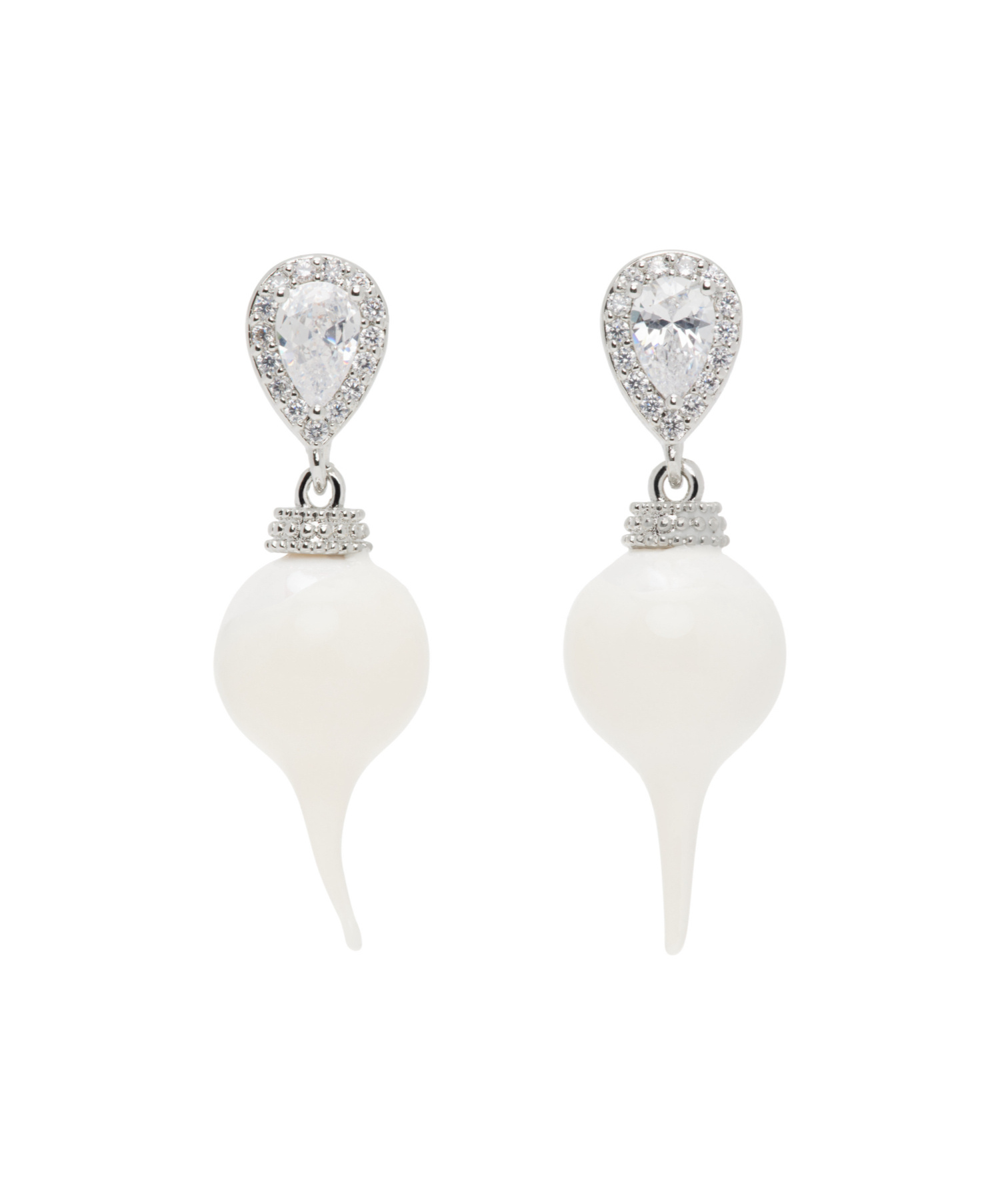 Ottolinger Ssense Exclusive Silver & White Diamond Drop Earrings In Silver  White