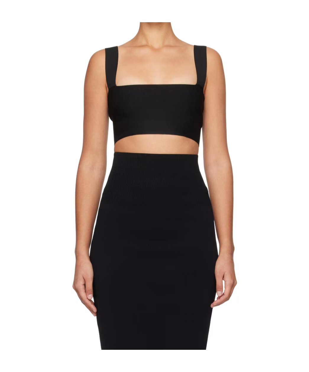 Shop Victoria Beckham Square-neck Cropped Top In Black
