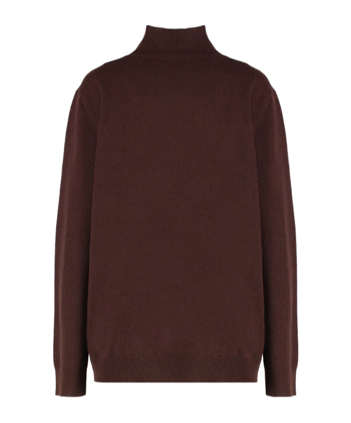 Fabiana Filippi High-neck Long-sleeved Sweater In Brown