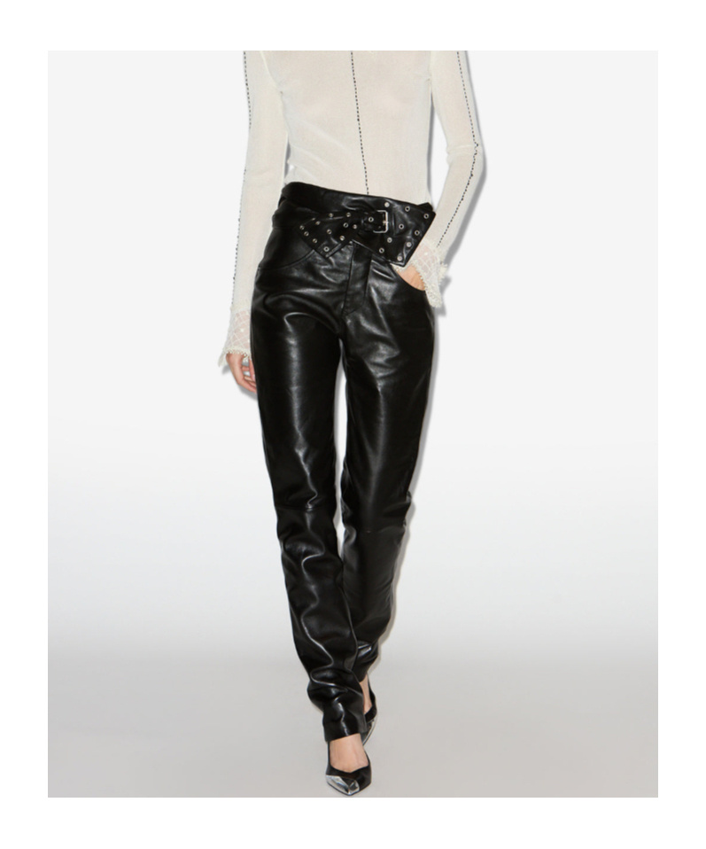 Isabel Marant Chazia Straight-leg Leather Pants In Black