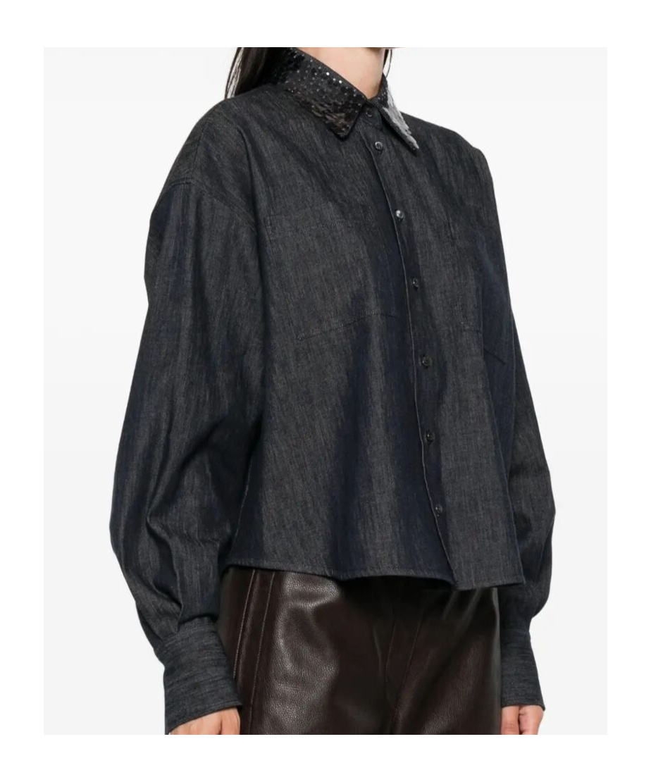 Brunello Cucinelli Sequin-embellished Denim Shirt In Black