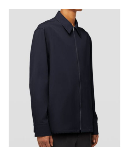 Jil Sander Zip-up Wool Shirt In Black