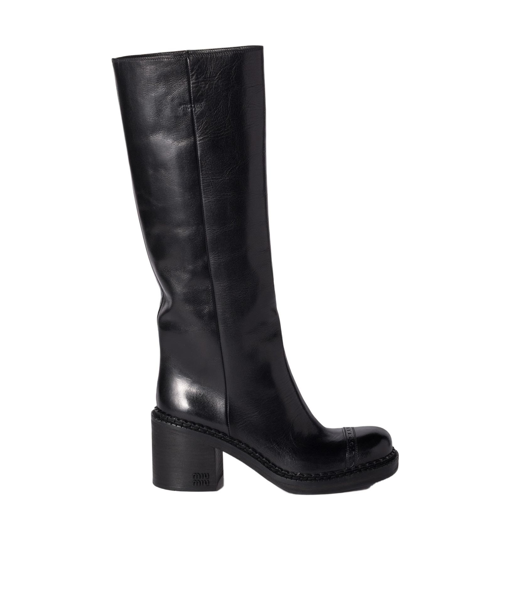Miu Miu Leather Boots In Black