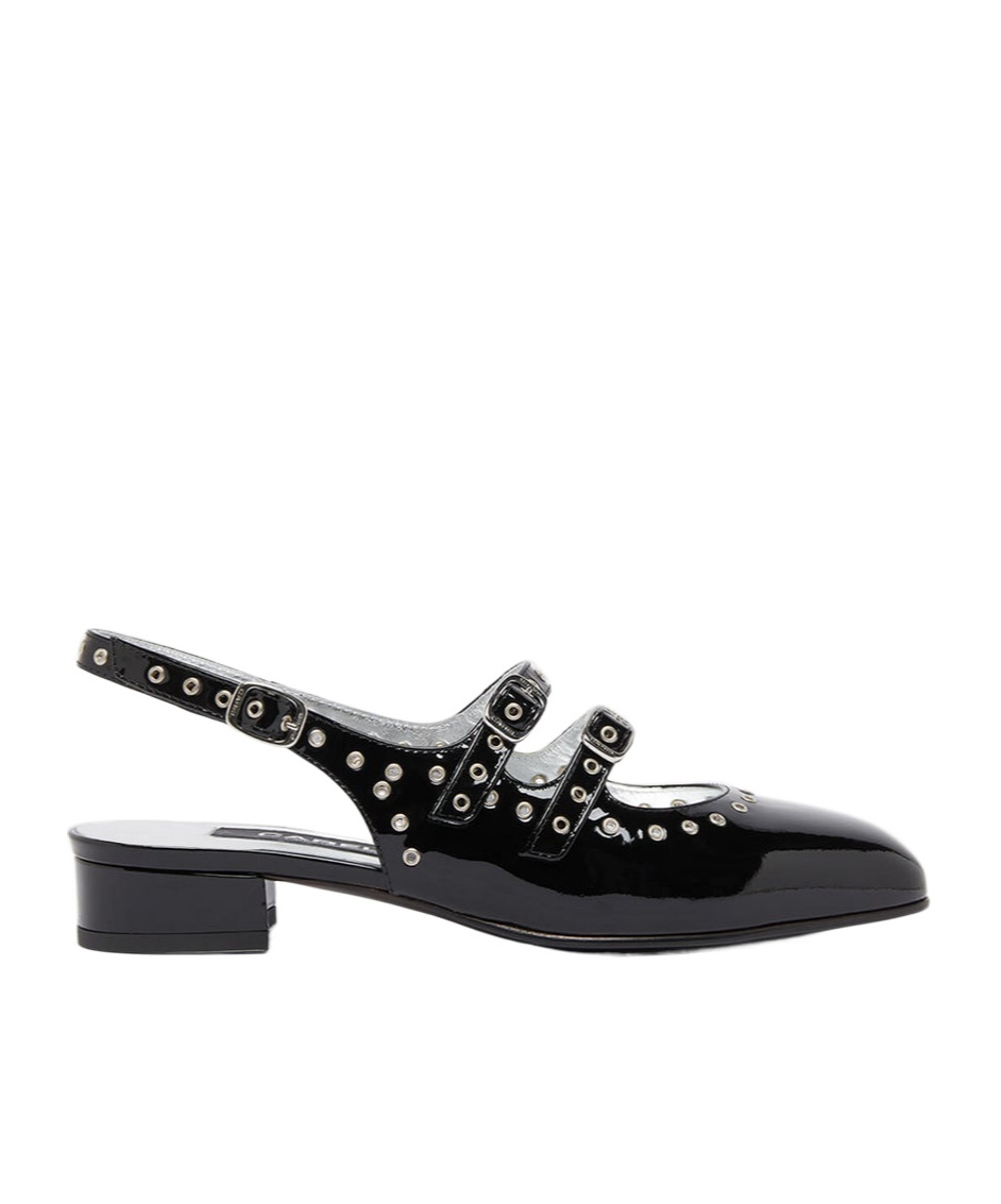 Shop Carel Paris Eyelets Open-heeled Mary Jane Shoes In Black