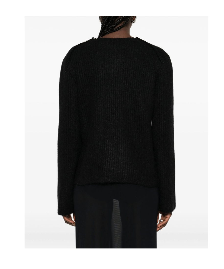 Jil Sander Ribbed Wool-mohair Blend Sweater In Black