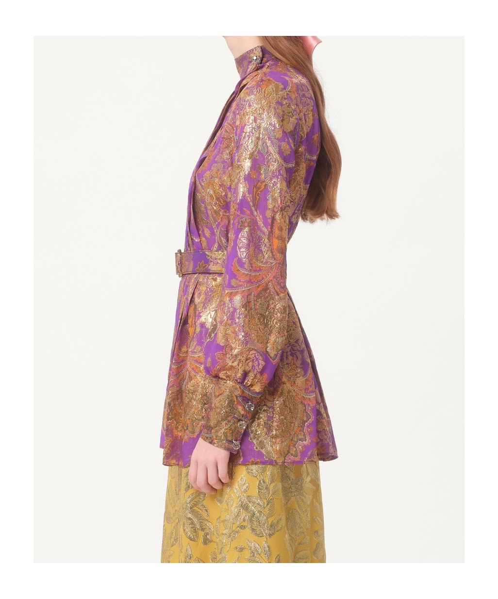 Valentino Silk-blend Floral-jacquard Blouse In Multicolor