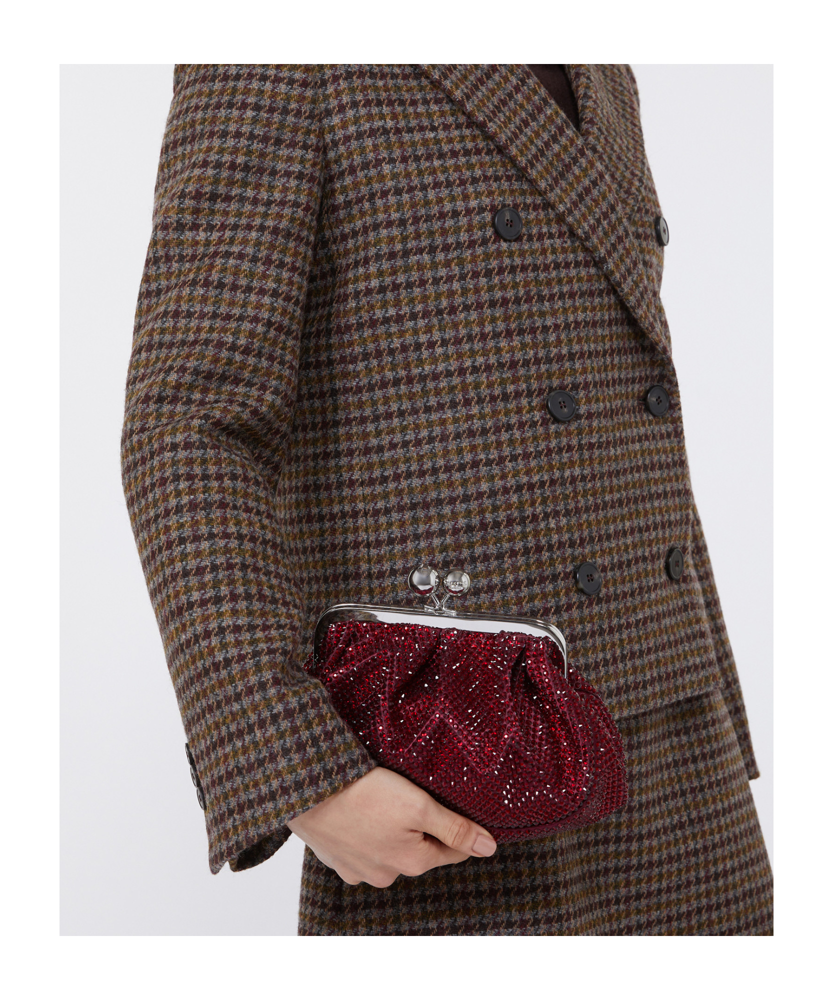 Weekend Max Mara Small Pasticcino Bag In Satin With Rhinestones In Red