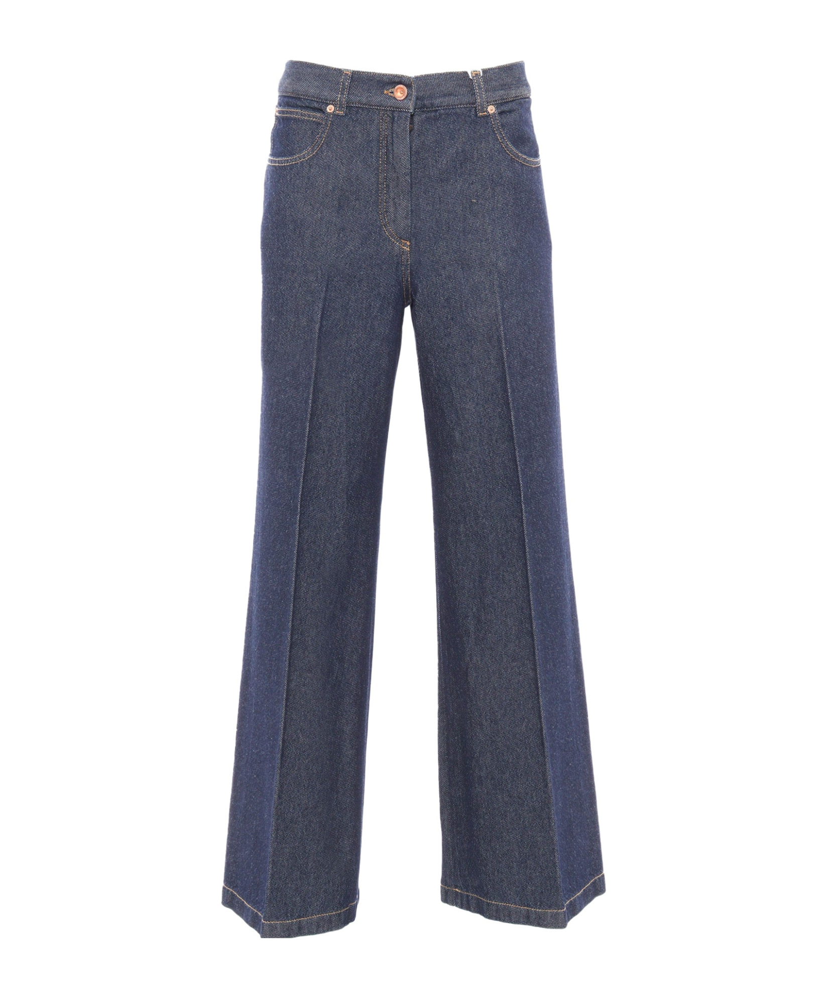 Aspesi Wide-leg Denim Pants With Contrast Stitching In Blue