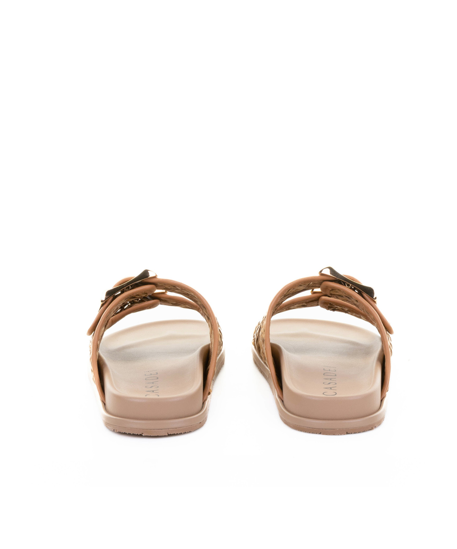 Casadei Birky Woven Double-buckle Sandals In Brown