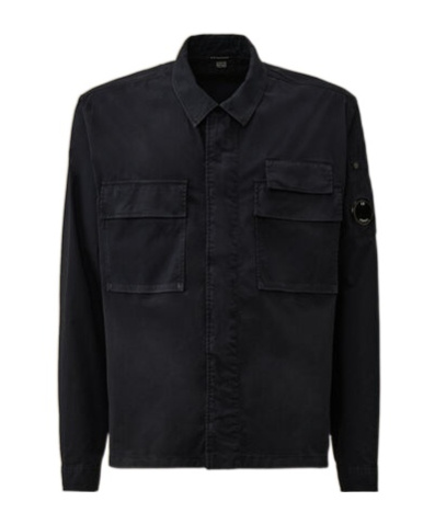 C.p. Company Organic Gabardine Practical Lens Shirt In Black