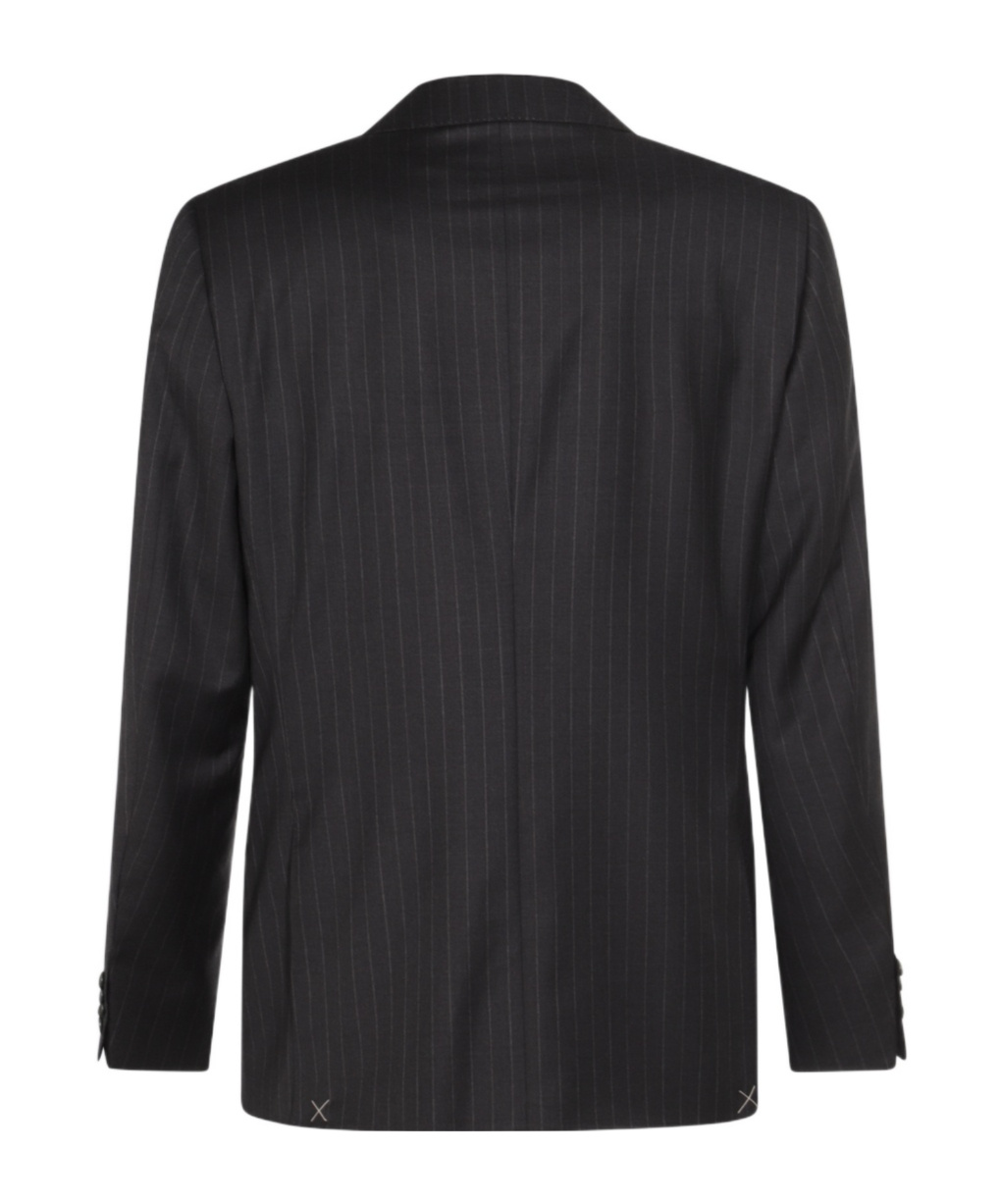 Canali Pinstripe Wool Suit In Black