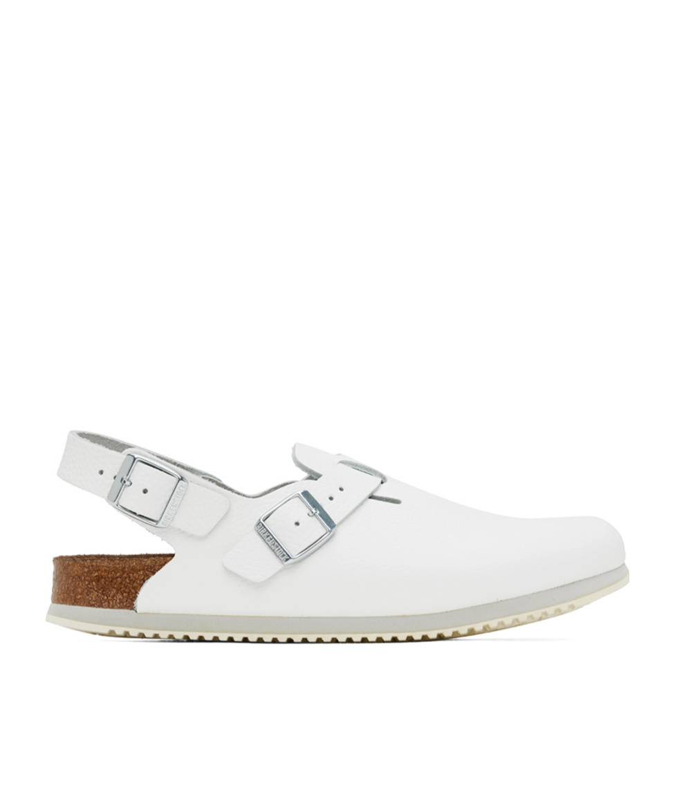 Birkenstock Tokio Suede Slingback Clogs In White