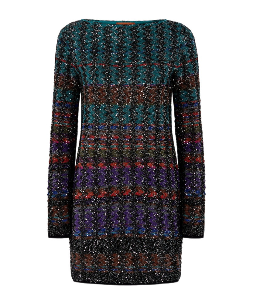 Missoni Mini Dress With Chevron And Stripe Pattern In Multi