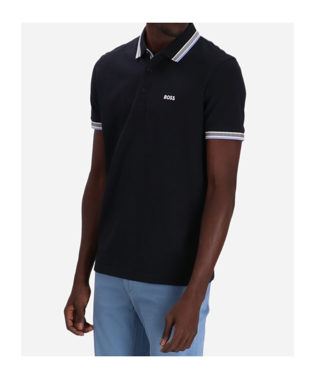Hugo Boss Embroidered-logo Cotton Polo Shirt In Black