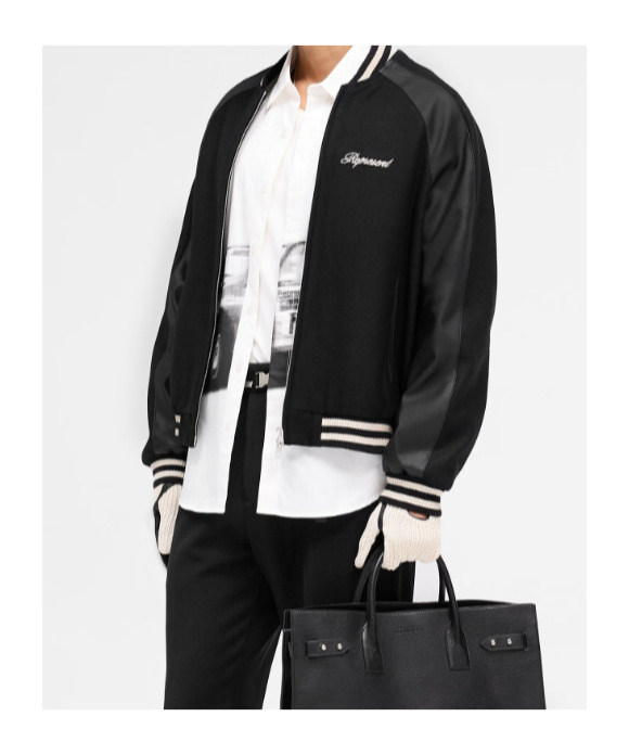 Represent Raglan Varsity Jacket In Black