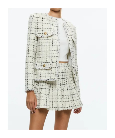 Alice And Olivia Checked Jacket In White