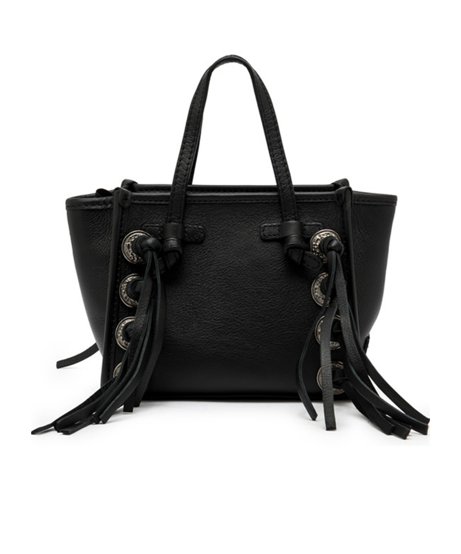 Gianni Chiarini Miss Marcella Black Leather Bag With Fringes In Black