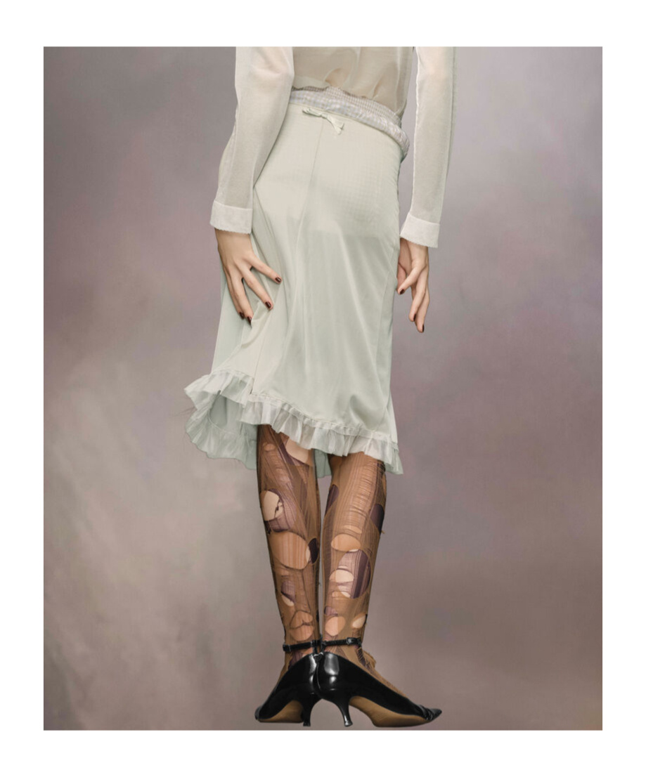 Maison Margiela Anonymity Of The Lining Skirt Woman Aloe And Beige In Green