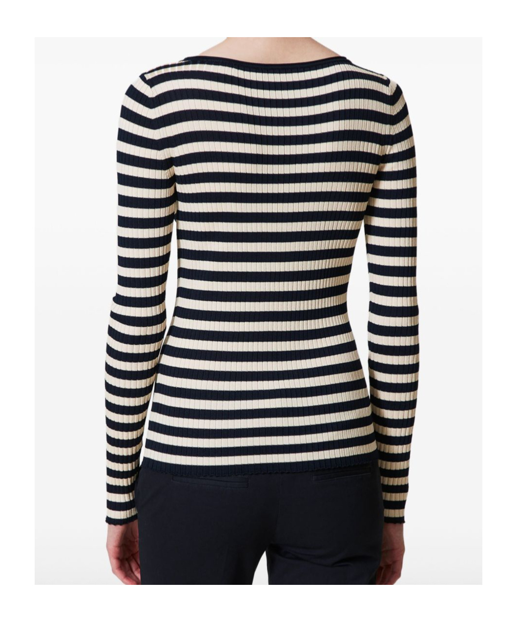 Shop Twinset Striped Jumper In Black
