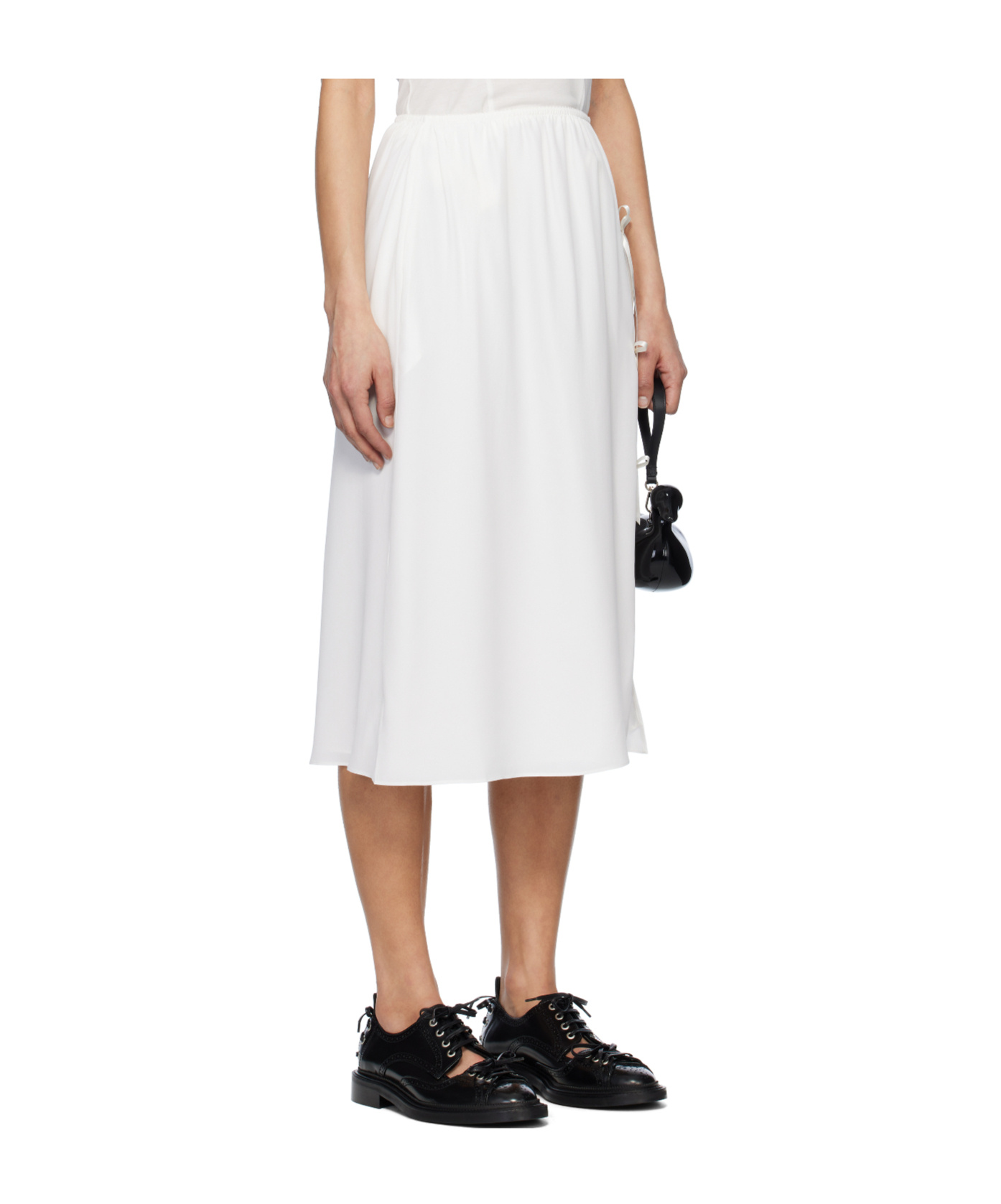 Simone Rocha White Bow Slit Column Midi Skirt In White