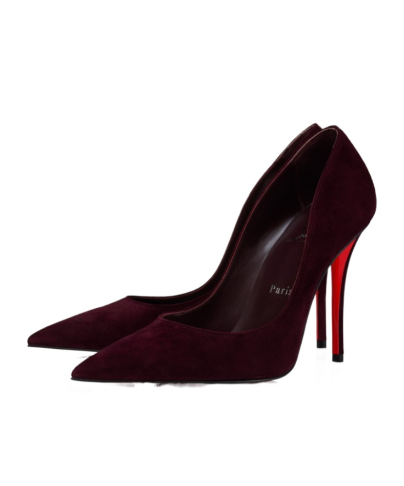 Christian Louboutin Miss Z 100 Suede Pumps In Burgundy