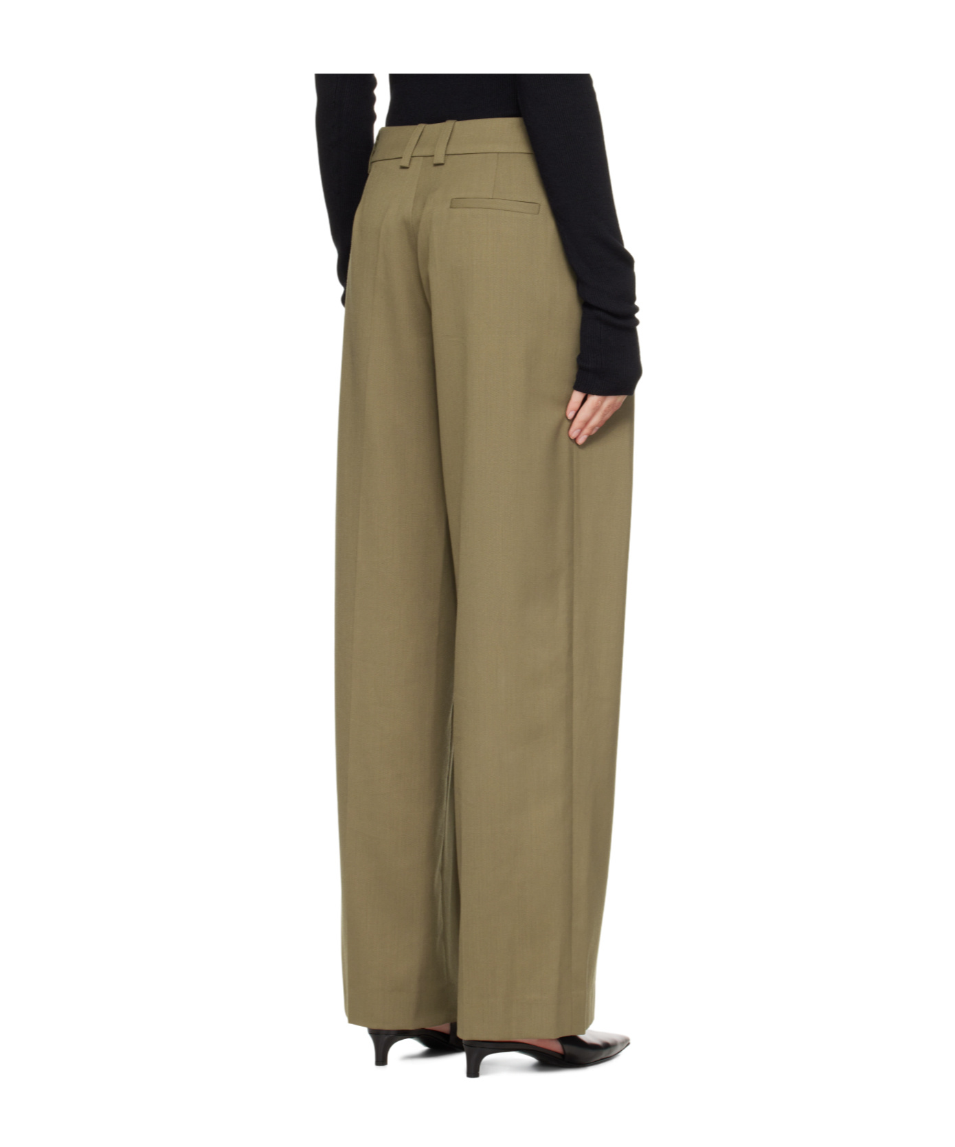 The Frankie Shop Womens Khaki Daytona Pleated Wool Trousers In Brown