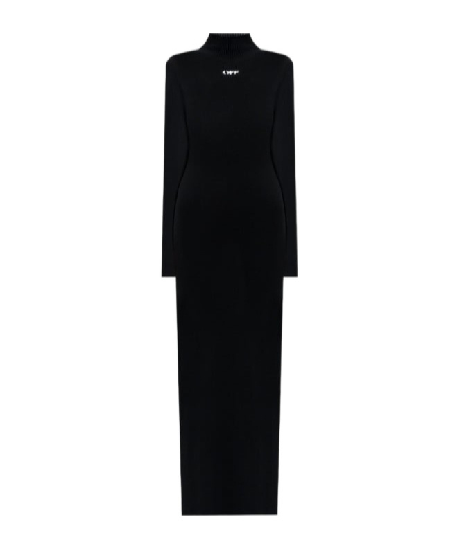 Off-white Off Stamp Slick Maxi Dress In Black